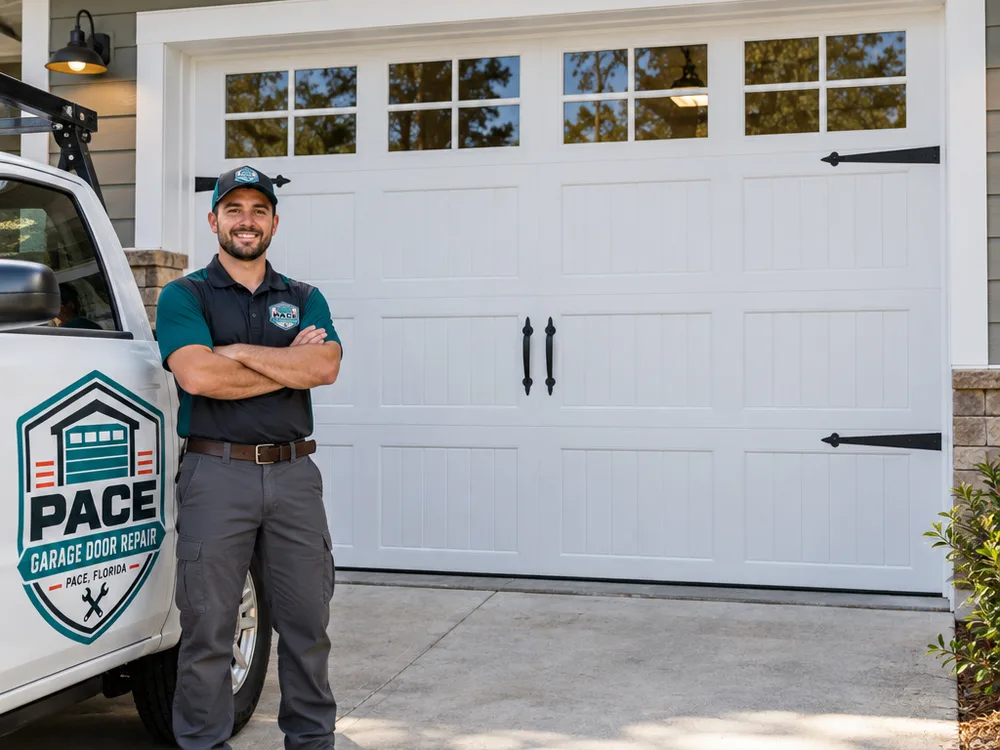 Insulated carriage-house style steel garage door with decorative hardware